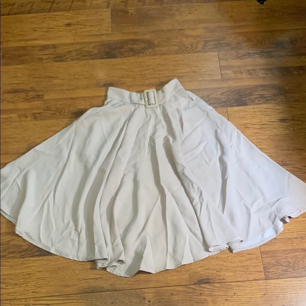 White Midi Skater Skirt with High-Low Hem